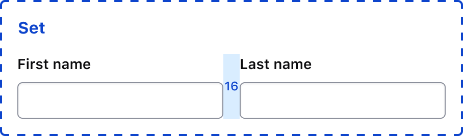 Example of fields organized in a set